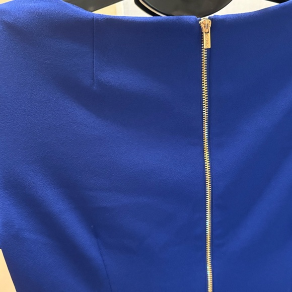 CALVIN KLEIN ROYAL BLUE  PEPLUM SHEATH BELL SLEEVE MIDI DRESS SUMMER TRAVEL SZ 8 - Picture 2 of 6